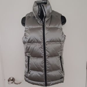 Athleta Silver Metallic Goose Down Puffer Vest, XS